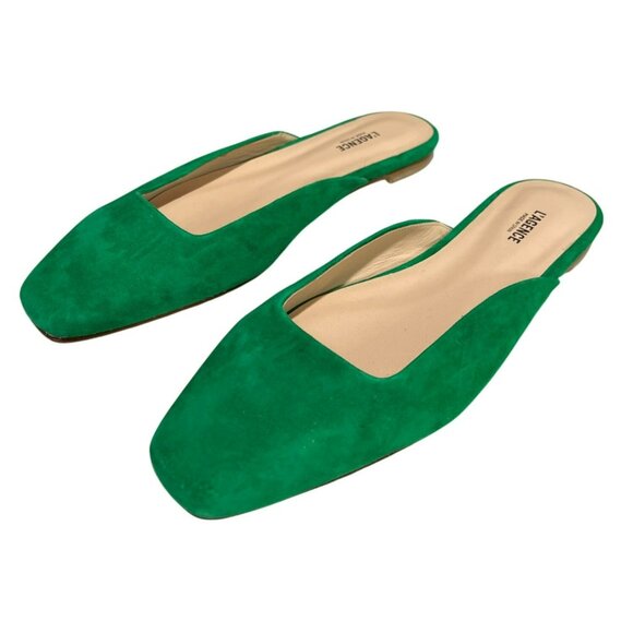 L'Agence Green Suede Leather Square-Toe Mule Flats Size 37 7 NEW - Picture 3 of 6